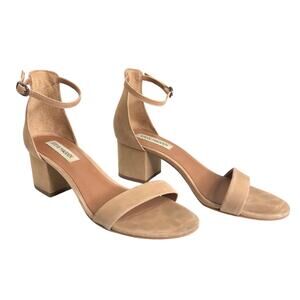 Steve Madden Sandals Tan Beige Neutral Suede Low Block Heel Ankle Strap 8